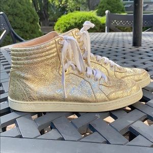 Gucci Gold & White Hightop Sneakers